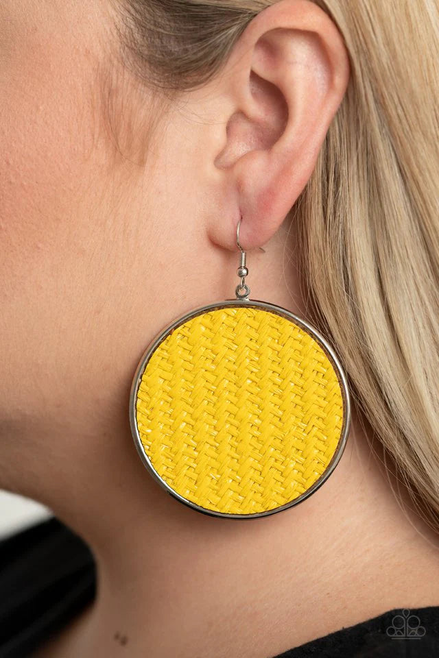 Wonderfully Woven Yellow Earrings