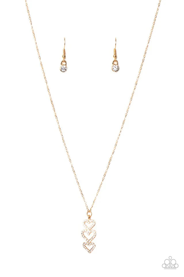 With All Your Hearts Gold Necklace