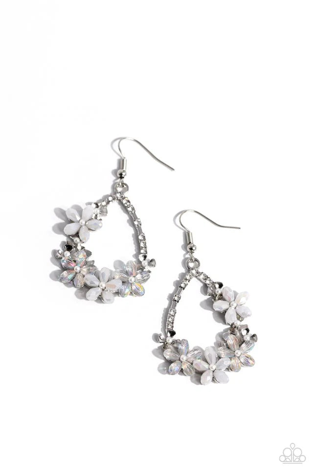 Boisterous Bloom White Earrings