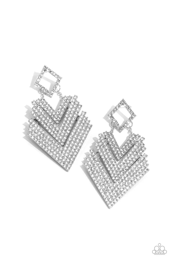 Cautious Caliber - White Post Earrings