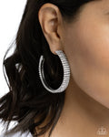 Stacked Symmetry White Hoop Earring