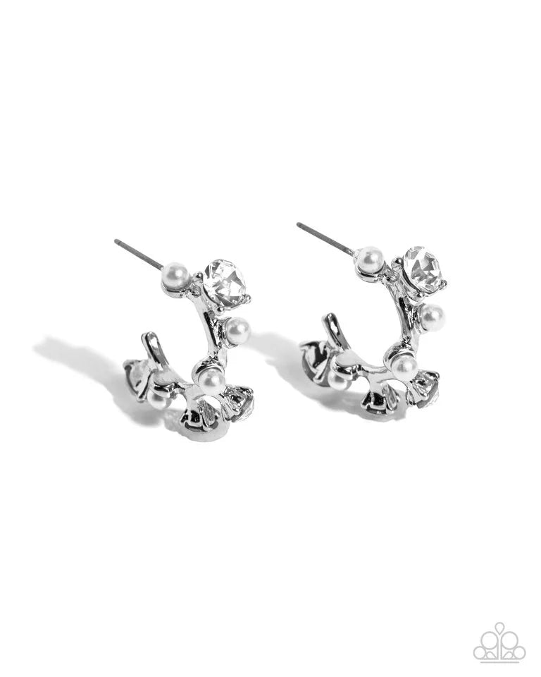 Dazzling Daydream - White Hoop Earring