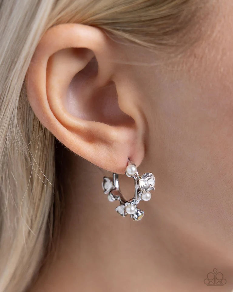 Dazzling Daydream - White Hoop Earring
