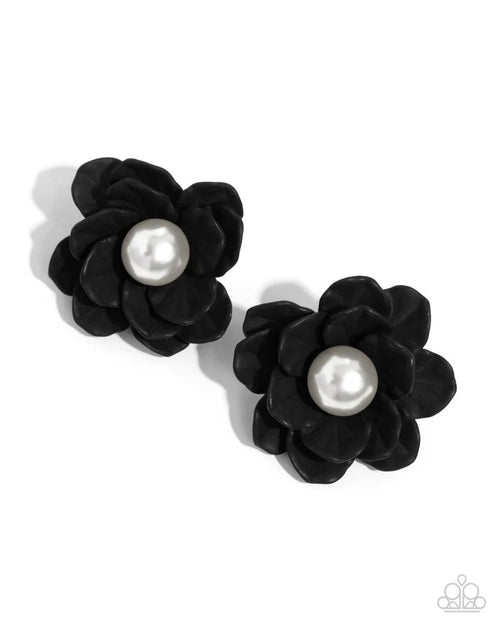 Blooming Backdrop - Black Post Earrings