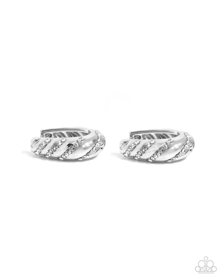 Paved in Glitz - White Hoops Hinge