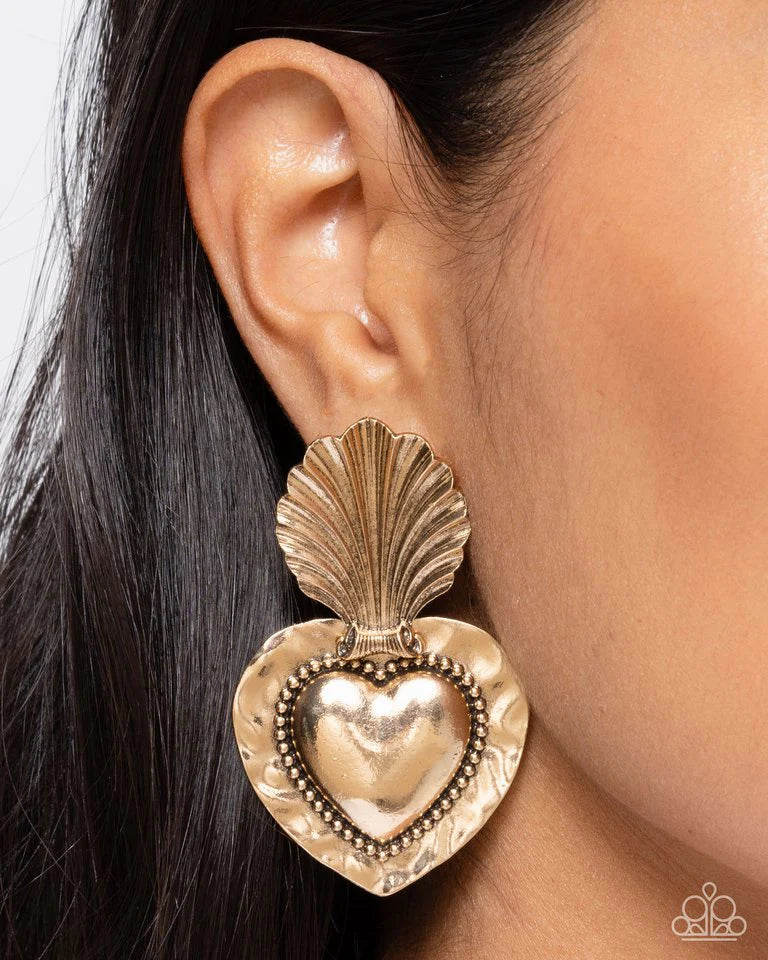 Mythical Moment - Gold Post Earring