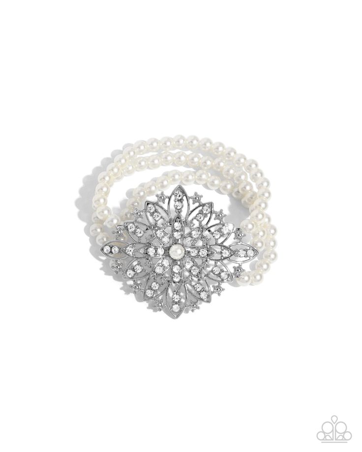 Flattering Floral - White Bracelet
