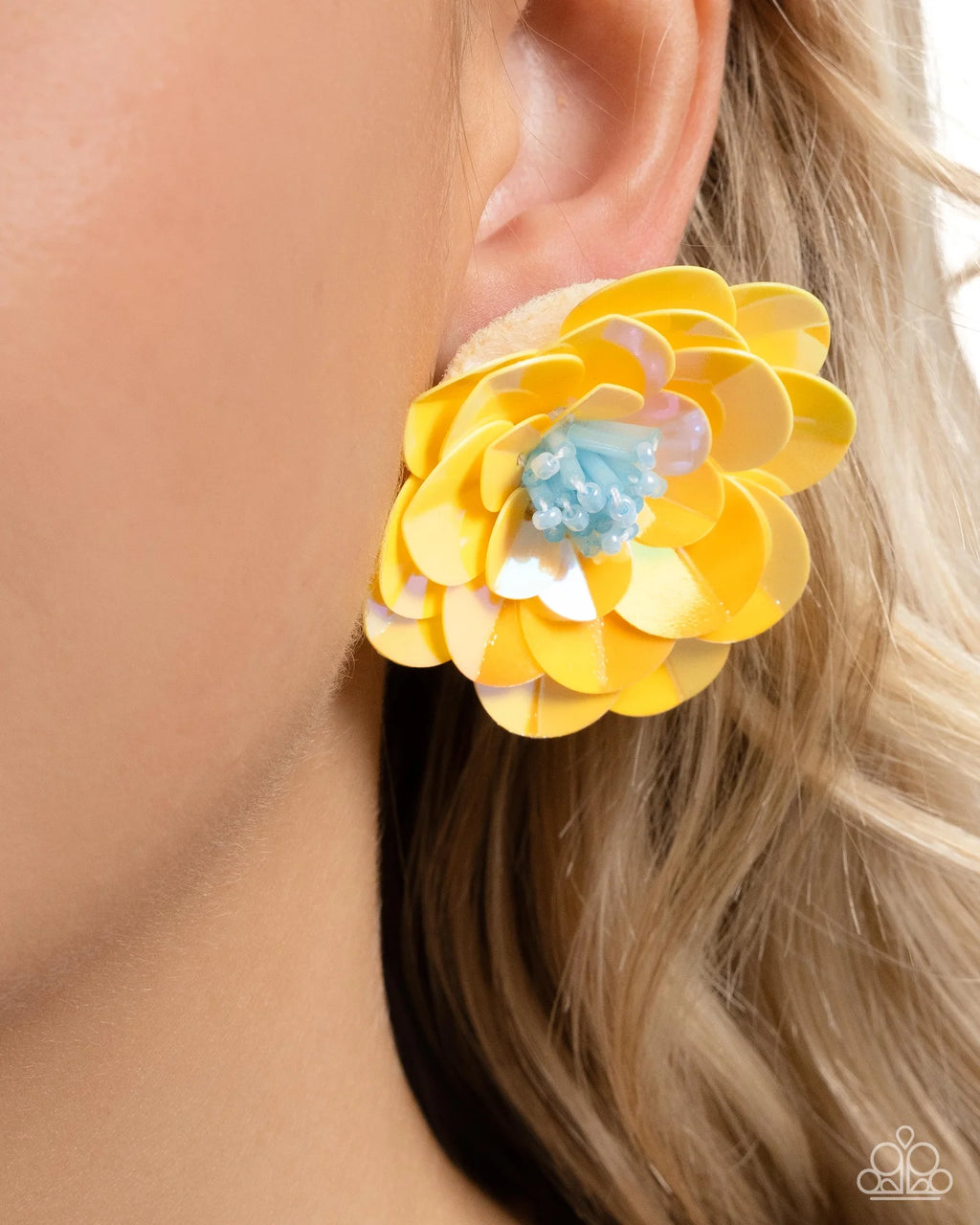 Floating Florals - Yellow Post Earring
