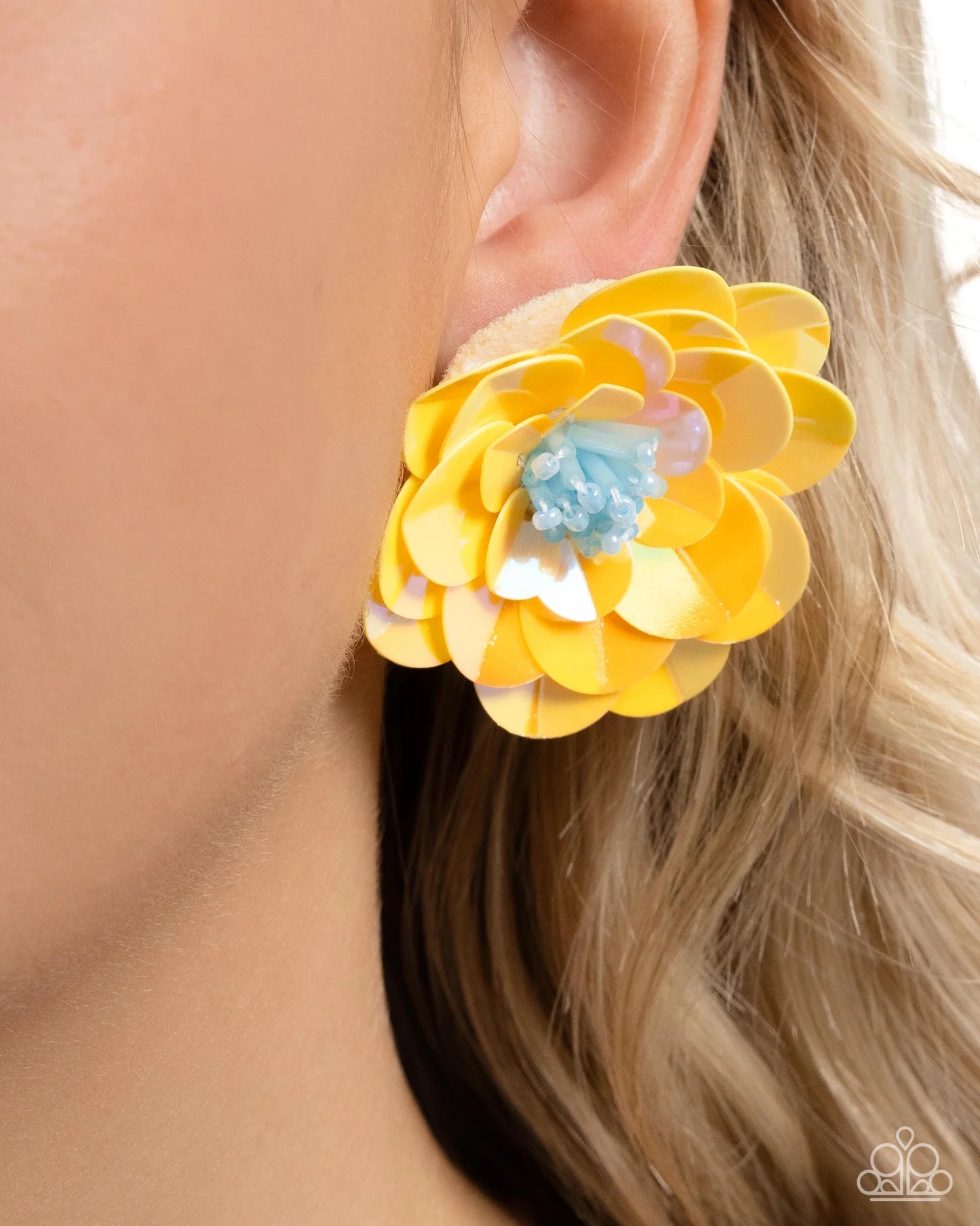 Floating Florals - Yellow Post Earring