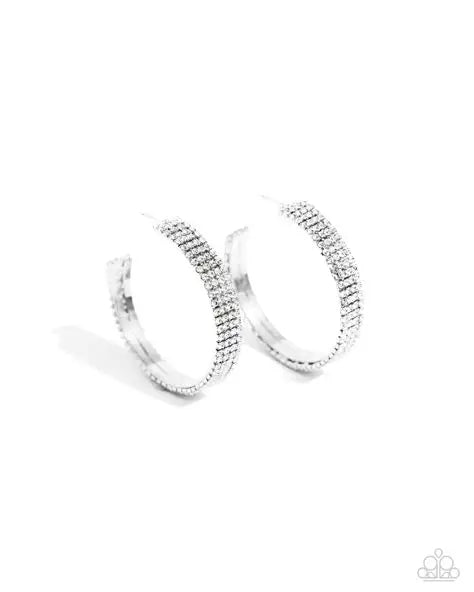 Stacked Symmetry White Hoop Earring