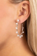 Night at the Gala White Hoop Earring