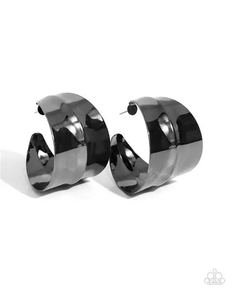 Antiqued Adventure - Black/Silver Hooped Earring