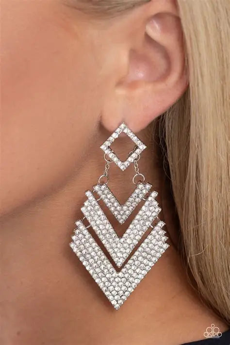 Cautious Caliber - White Post Earrings
