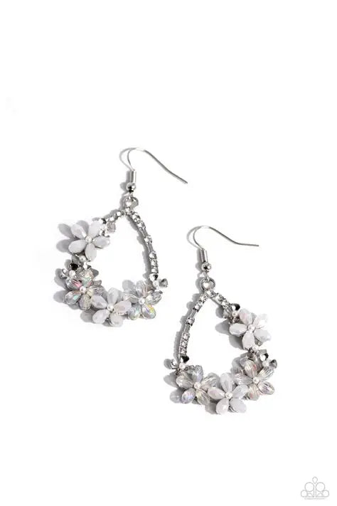 Boisterous Blooms - White Earrings