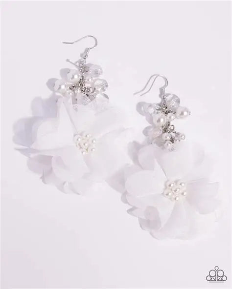 Fashionable Flower Girl - White/Pink Earring