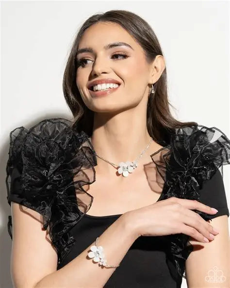 Dainty Deduction - White Necklace and Bracelet Set