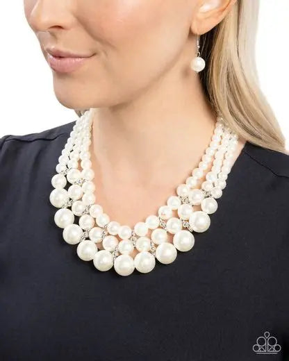 Glossy Gala White Necklace