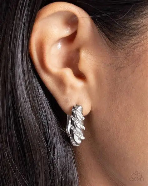 Paved in Glitz - White Hoops Hinge
