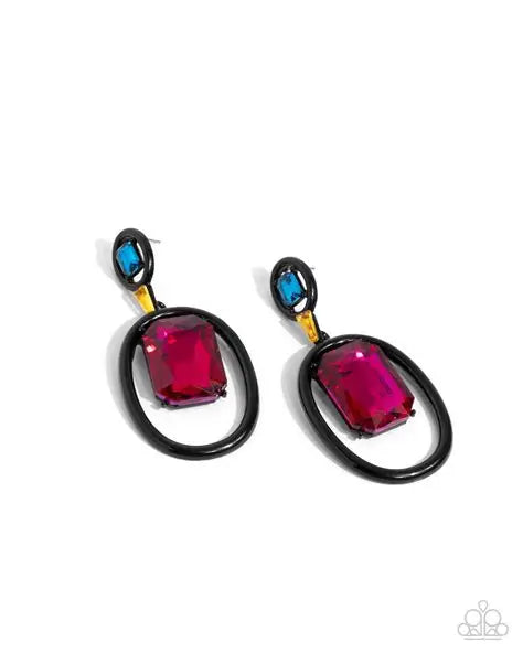 Dipped in Dazzle - Black Post Earrings