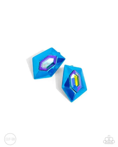 Dauntless Detail - Blue Clip On Earrings