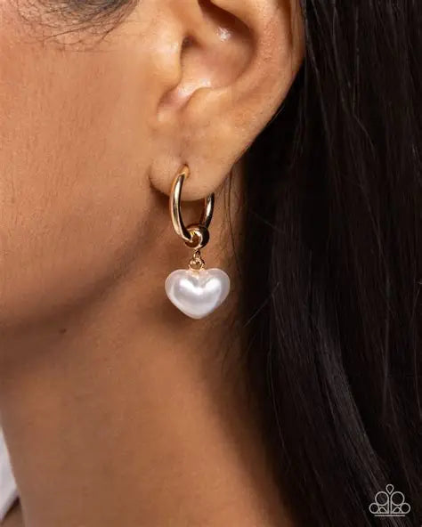 Carriage Chic White Hoop Earrings
