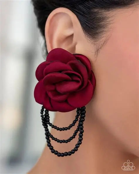 Dramatic Dame Red Post Earrings