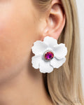 Organic Growth White Post Earring