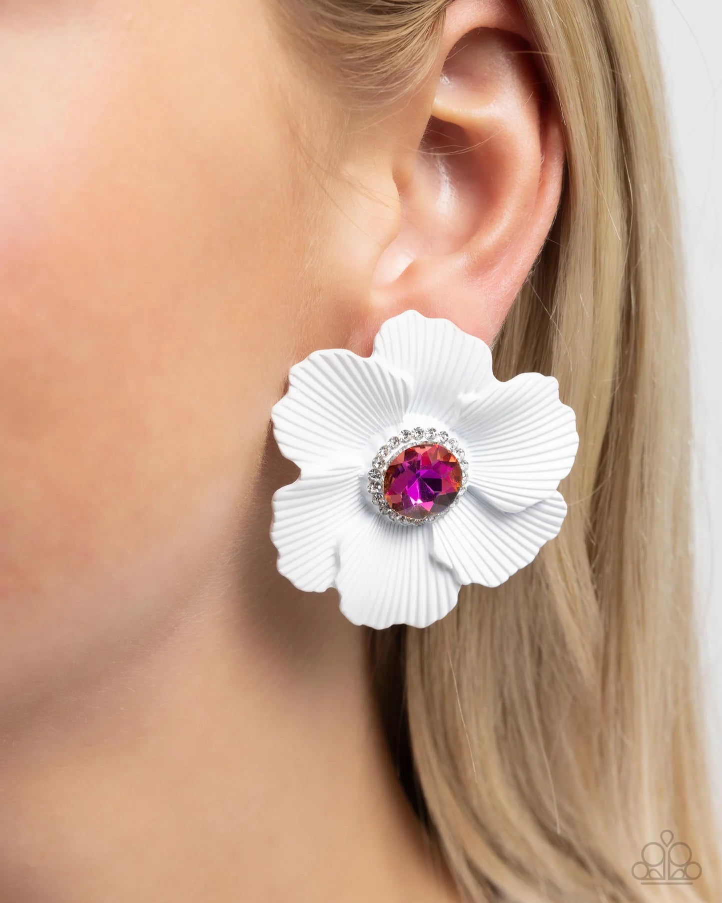 Organic Growth White Post Earring