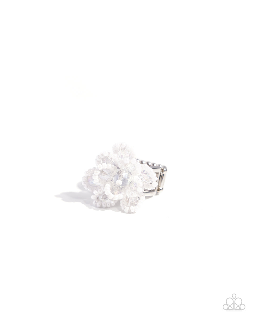 Beaded Boutonniere - White Ring