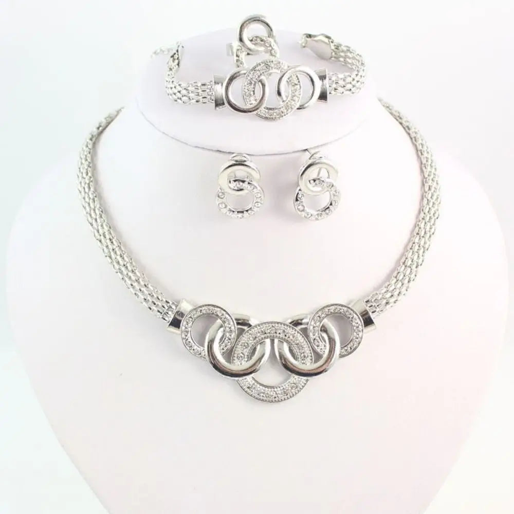 Exaggerated Rhinestone Jewelry Set Shining Crystal Necklace Earrings Set Light Luxury Exquisite Earrings Wedding Engagement