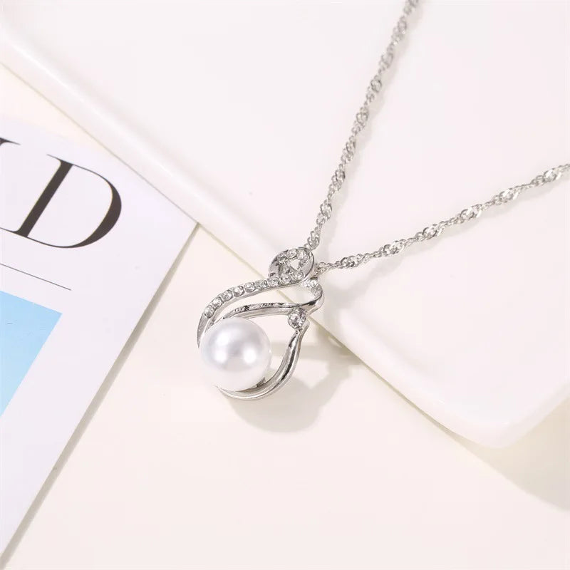 New Luxury 925 Sterling Silver Crystal Bridal Jewelry Set For Women Pendant Necklace Earrings Rings Set Fashion Jewelry
