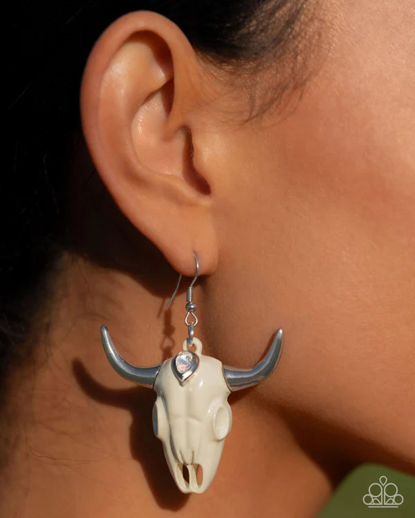 Southwestern Skull -White Earrings